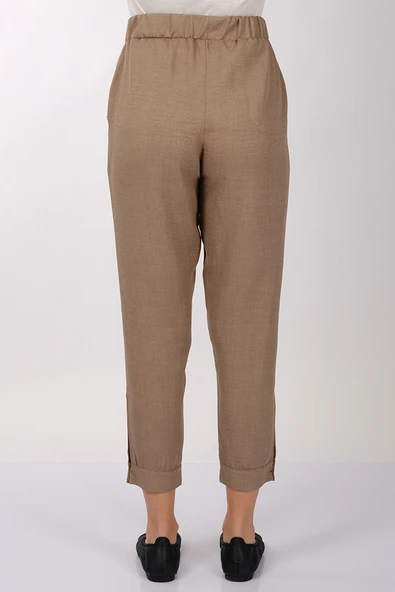 Daido Minimalist Keten Crop Pantolon - Yüksek Bel 7/8 Boy - 7