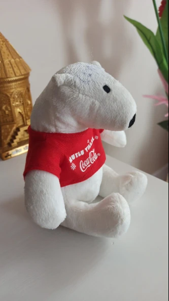 vintage coca cola mutlu  yıllar yazılı peluş ayıcık 18 cm - 2