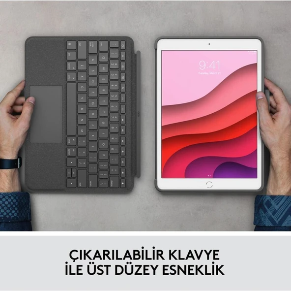 LOGITECH COMBO TOUCH DOKUNMATİK PANELLİ KLAVYELİ KILIF GRİ IPAD PRO 12.9 INC 5. GEN. 920-010186 - 6