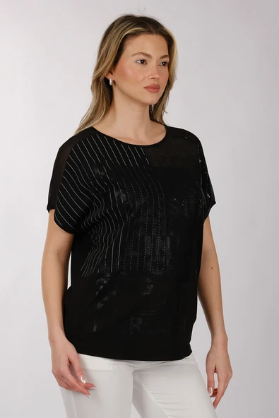 Daido Oversize Pullu Minimalist Kadın Tişört - Kısa Kol