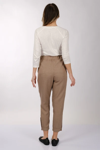 Daido Minimalist Keten Crop Pantolon - Yüksek Bel 7/8 Boy - 5