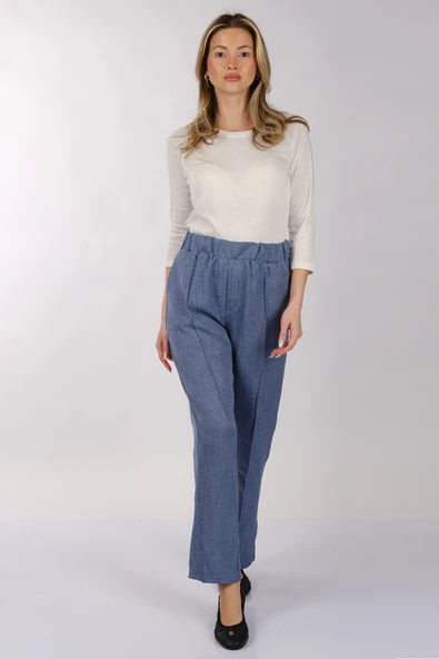 Daido Minimalist Yüksek Bel Keten Kadın Pantolon - Regular Fit ürün görseli 1