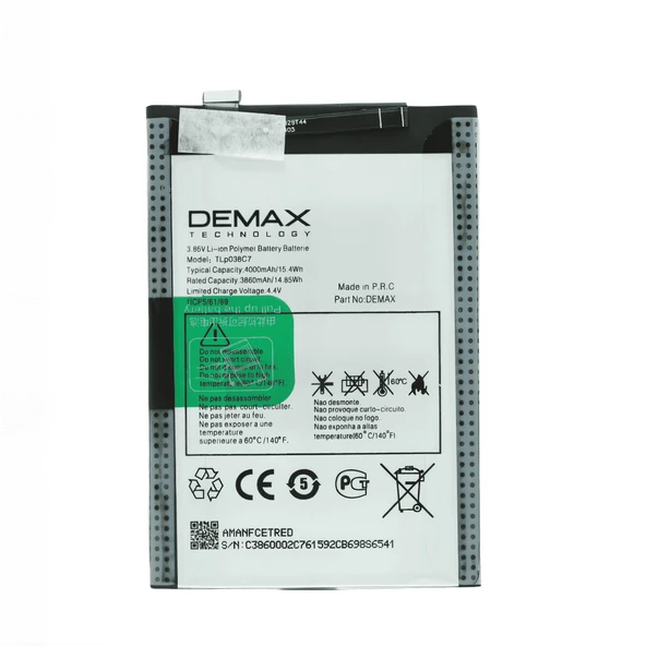 Demax Alcatel 3X 2019 Güçlendirilmiş Batarya TLP038C7 ürün görseli