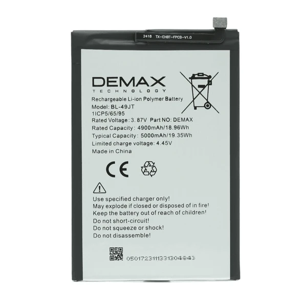 Demax Tecno Spark 20 Pro Güçlendirilmiş Batarya BL-49JT