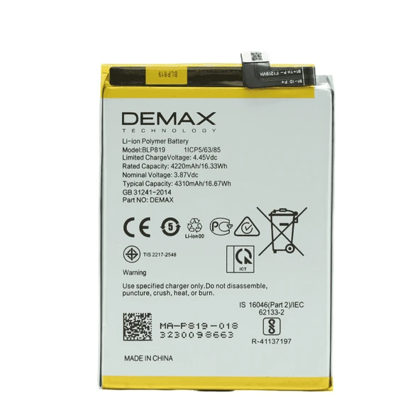 Demax Oppo Reno 5 Güçlendirilmiş Batarya BLP819