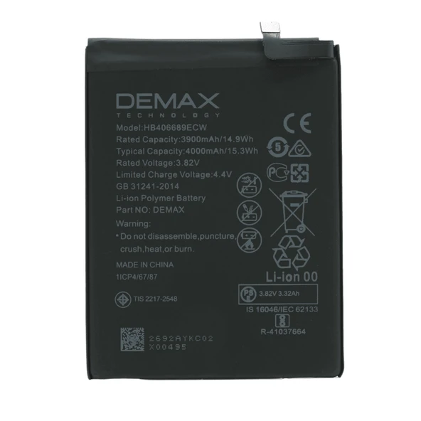 Demax Huawei Y9 2019 Güçlendirilmiş Batarya HB406689ECW - 1