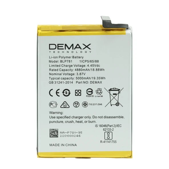 Demax Oppo A92 Güçlendirilmiş Batarya BLP781 ürün görseli