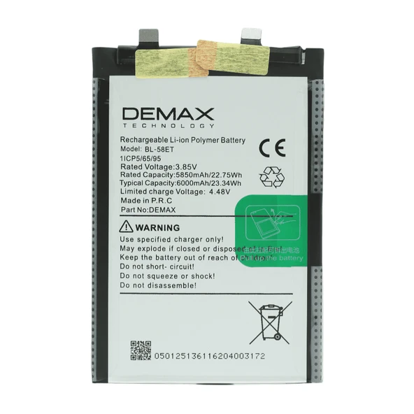 Demax Tecno Pova 5X Güçlendirilmiş Batarya BL-58ET ürün görseli
