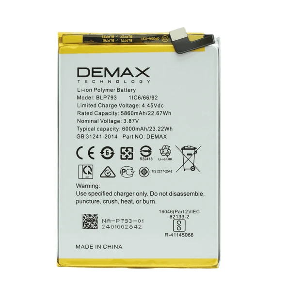 Demax Oppo Realme C12 Güçlendirilmiş Batarya BLP793 ürün görseli