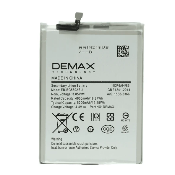 Demax Samsung Galaxy M30 Güçlendirilmiş Batarya EB-BG580ABU ürün görseli