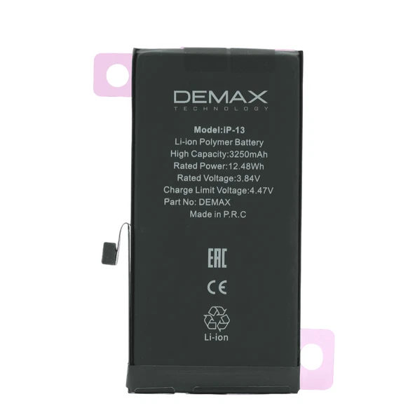 Demax İphone 13 Güçlendirilmiş Yüksek Kapasiteli Batarya 3250 mAh
