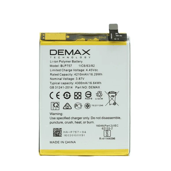 Demax Oppo Realme 6i Güçlendirilmiş Batarya BLP757