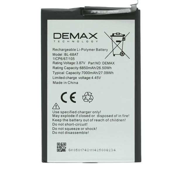 Demax Tecno Pova 3 Güçlendirilmiş Batarya BL-68AT - 1
