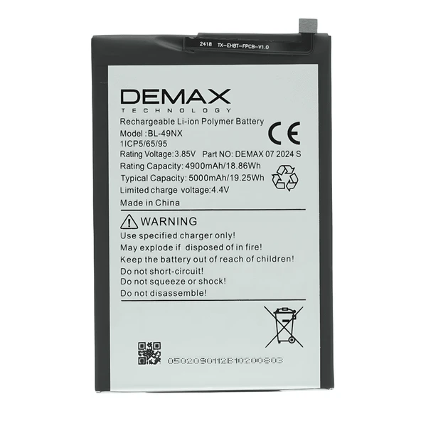 Demax Infinix Hot 40i Güçlendirilmiş Batarya BL-49NX ürün görseli