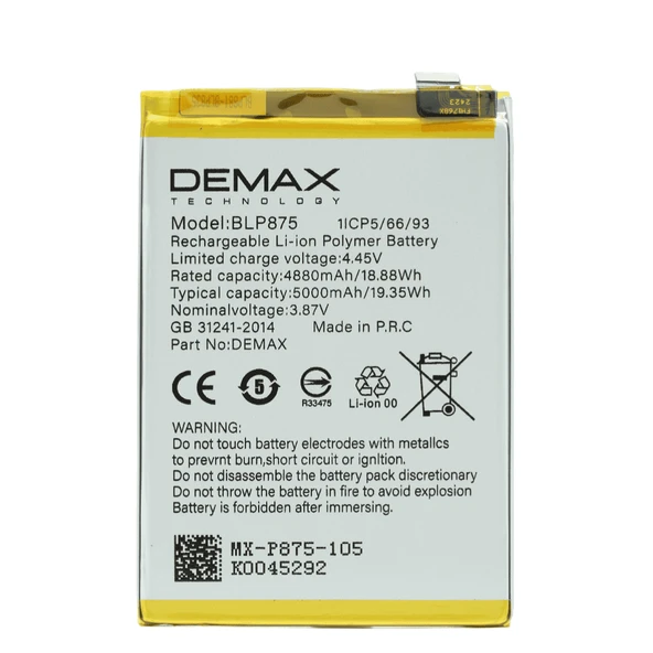 Demax Oppo Realme C55 Güçlendirilmiş Batarya BLP875 ürün görseli