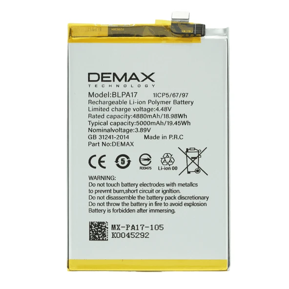 Demax Oppo Realme C53 Güçlendirilmiş Batarya BLPA17