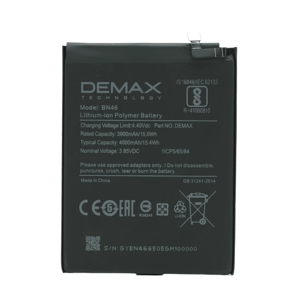 Demax Xiaomi Redmi Note 8 Güçlendirilmiş Batarya BN46