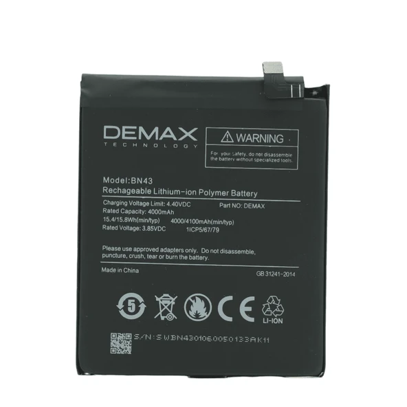 Demax Xiaomi Redmi Note 4X Güçlendirilmiş Batarya BN43 ürün görseli