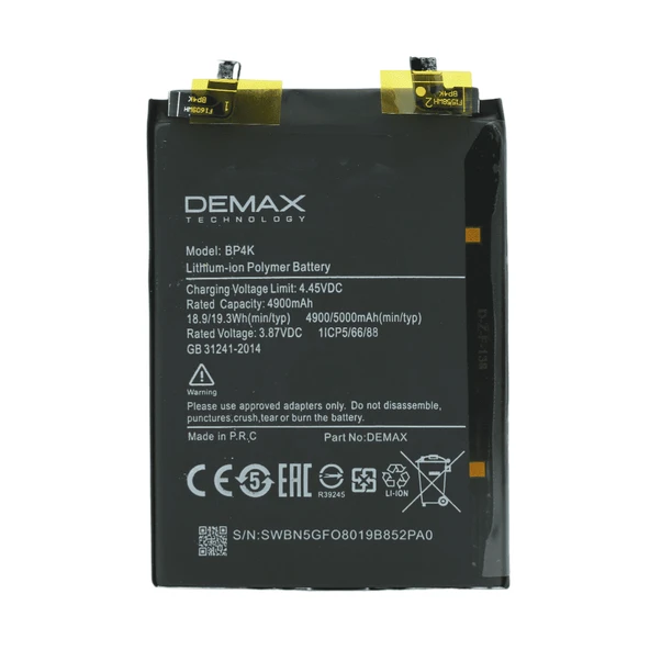 Demax Xiaomi Redmi Note 12 Pro Güçlendirilmiş Batarya BP4K ürün görseli