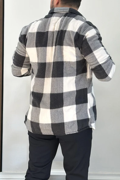 Erkek Slim Fit Polar Gömlek Siyah Edw227 - 3