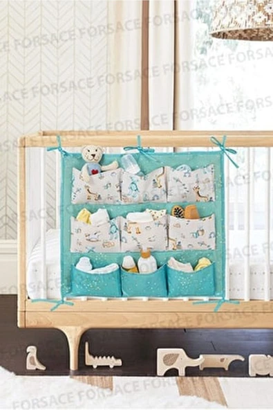 Alas Bebek Odası Beşik Kenarı Beşik Kenarı Dokuz Gözlü Düzenleyici Mavi