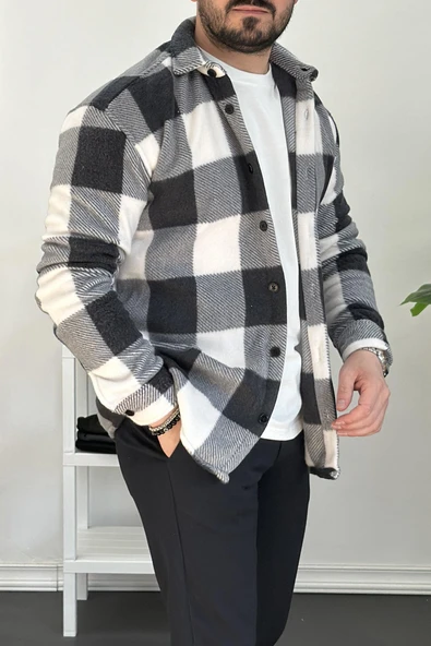 Erkek Slim Fit Polar Gömlek Siyah Edw227 - 2