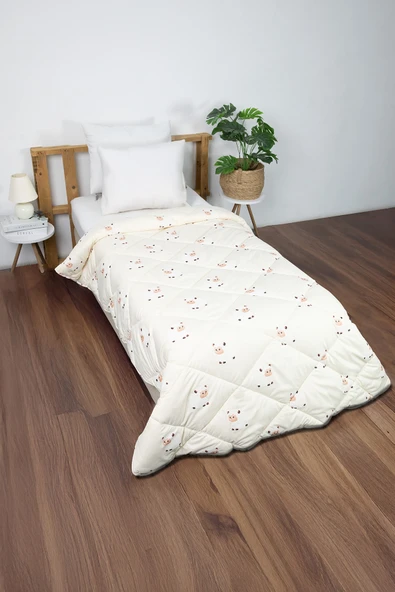 Dolly Boncuk Yün İçerikli Yıkanabilir Yorgan 155x215 - Krem - 4