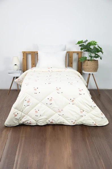 Dolly Boncuk Yün İçerikli Yıkanabilir Yorgan 155x215 - Krem - 3
