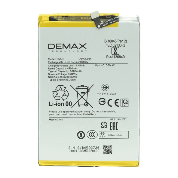 Demax Xiaomi Poco C65 Güçlendirilmiş Batarya BN5Q ürün görseli