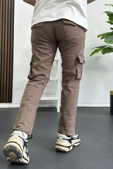 Erkek Regular Kargo Cepli Pantolon Kahverengi Edw232 - 6