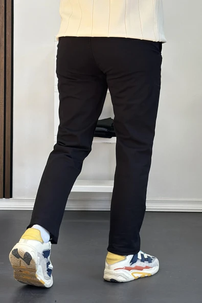 Erkek Pamuklu Chino Pantolon Standart Kalıp Siyah Edw225 - 3