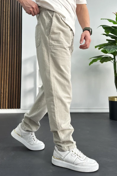 Erkek Baggy Kalıp Pantolon Bej Edw130 - 2