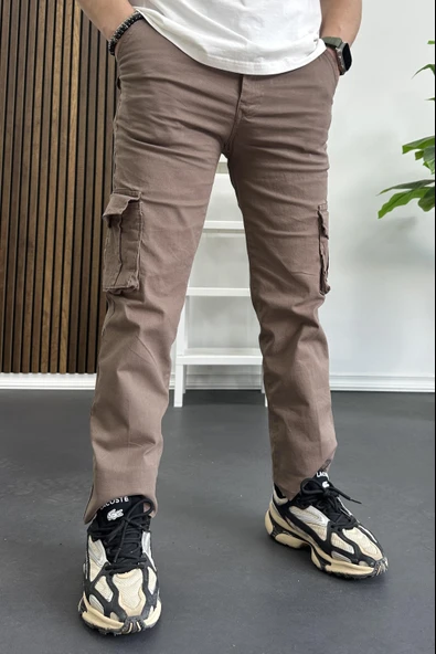 Erkek Regular Kargo Cepli Pantolon Kahverengi Edw232 - 4