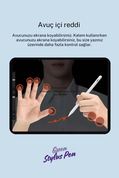 iPad Stylus Kalem Avuç İçi Reddetme ve Eğim Hassasiyetli Dokunmatik iPad Tablet Kalemi - Resim 4