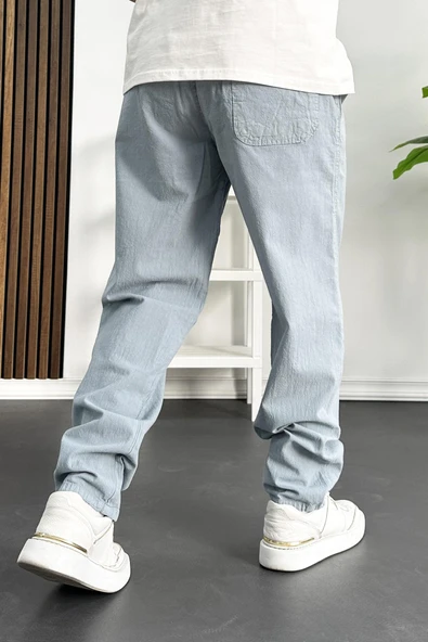 Erkek Baggy Kalıp Pantolon Açık Mavi Edw130 - 3