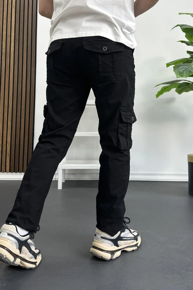 Erkek Regular Kargo Cepli Pantolon Siyah Edw232 - 5