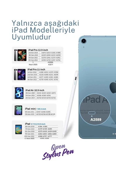 iPad Stylus Kalem Avuç İçi Reddetme ve Eğim Hassasiyetli Dokunmatik iPad Tablet Kalemi - Resim 7