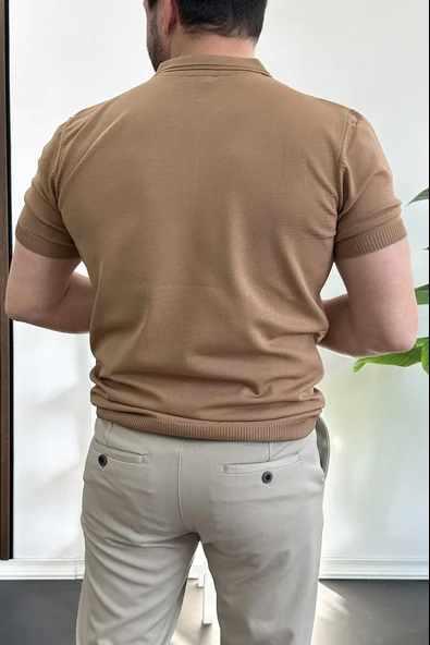 Erkek Polo Yaka Tişört Kahverengi Edw261 - Resim 4