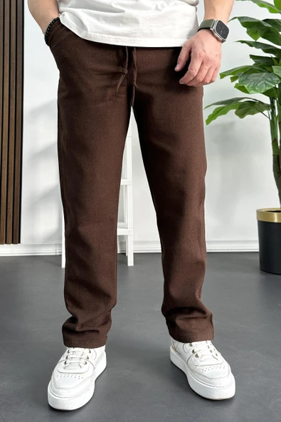 Erkek Rahat Kesim Keten Pantolon Kahverengi Edw138 ürün görseli