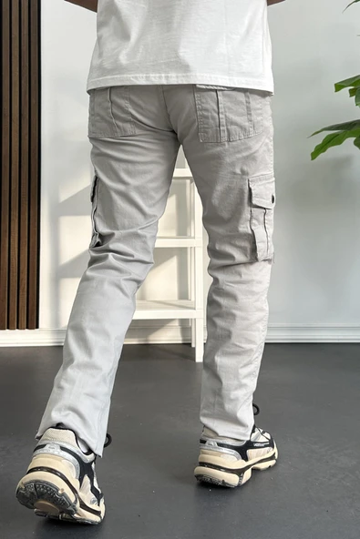 Erkek Regular Kargo Cepli Pantolon Kırık Beyaz Edw232 - 5