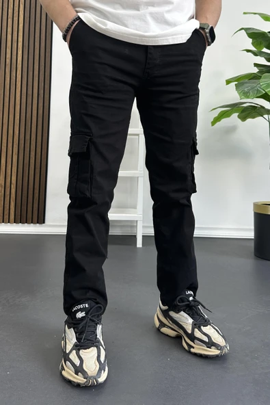 Erkek Regular Kargo Cepli Pantolon Siyah Edw232 - 4