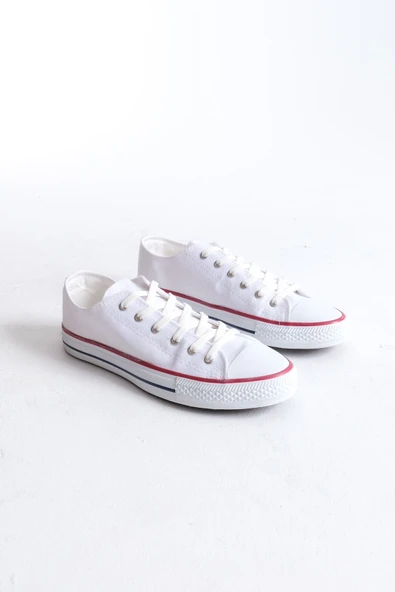 Luke Beyaz Bağcıklı Keten Kumaş Erkek Günlük Sneaker Ayakkabı - 4