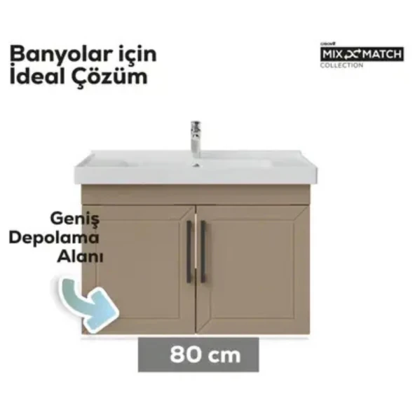 D20 Kapaklı Lavabo Dolabı Dafne Lake - 2