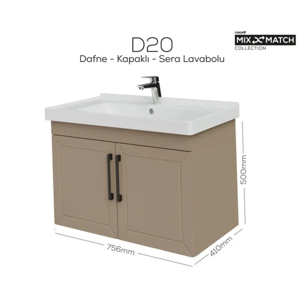 D20 Kapaklı Lavabo Dolabı Dafne Lake