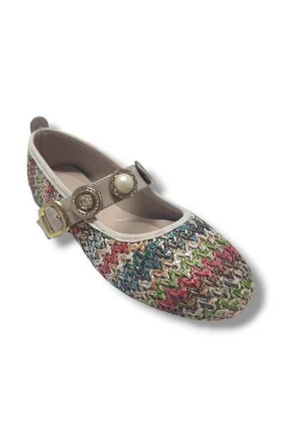 Markopark 154-25 Hasır Örgülü İnci Tokalı Kadın Babet - 7