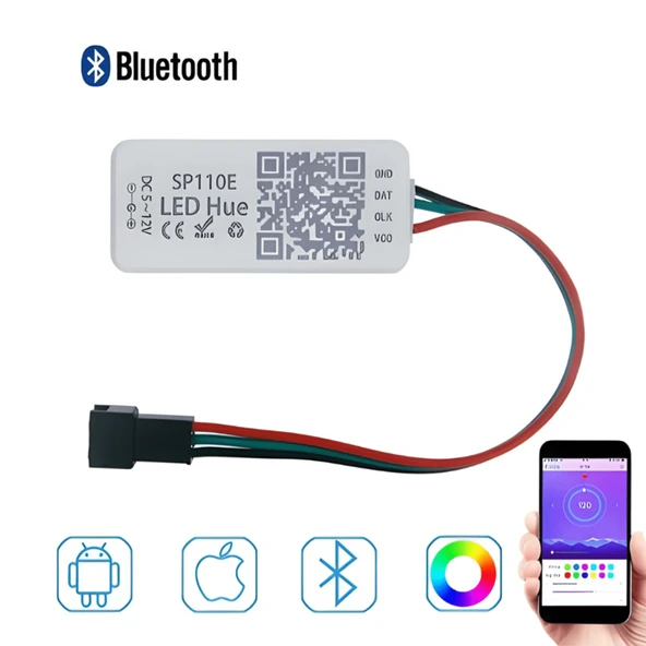 El kumandası SP110E RGB uzaktan kumanda LED ışık Bluetooth Remote controller kontrol 5metre DC 5-24V