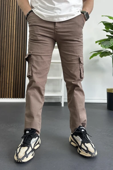 Erkek Regular Kargo Cepli Pantolon Kahverengi Edw232 - 3