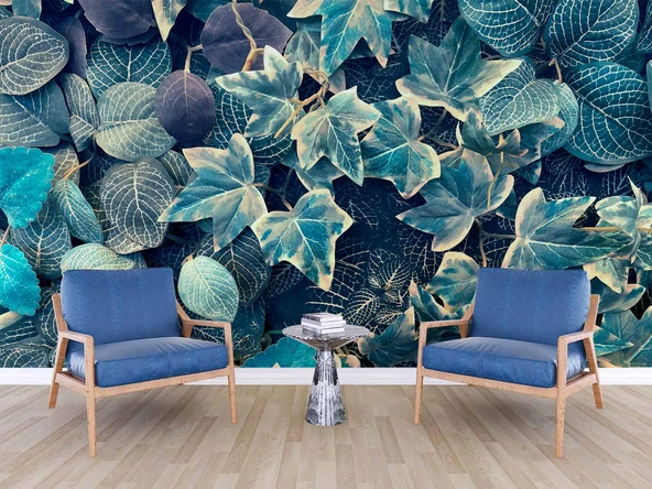 Mavi Yaprak Arka Plan Duvar Kağıdı - Resim 6
