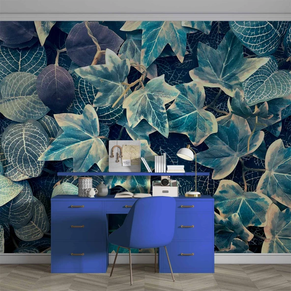 Mavi Yaprak Arka Plan Duvar Kağıdı - Resim 4