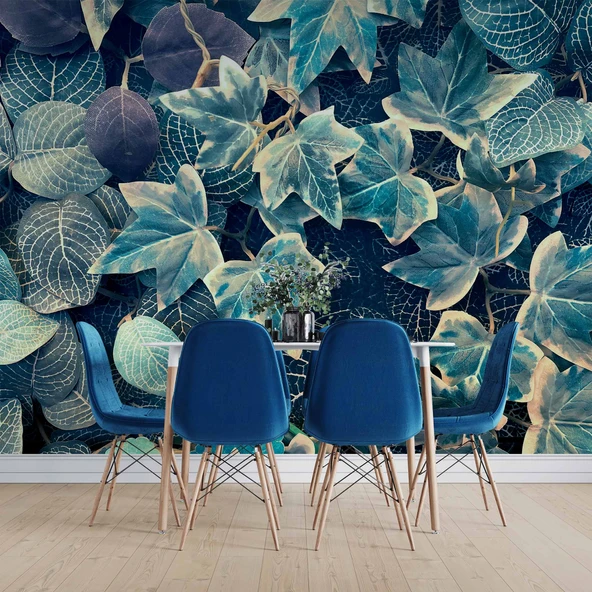 Mavi Yaprak Arka Plan Duvar Kağıdı - Resim 5